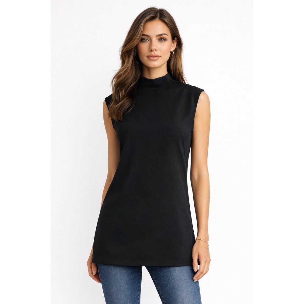 Zara Basic Dress/Tunic ‎ Women's MD Black Sleeveless High Neck Mini Classic City